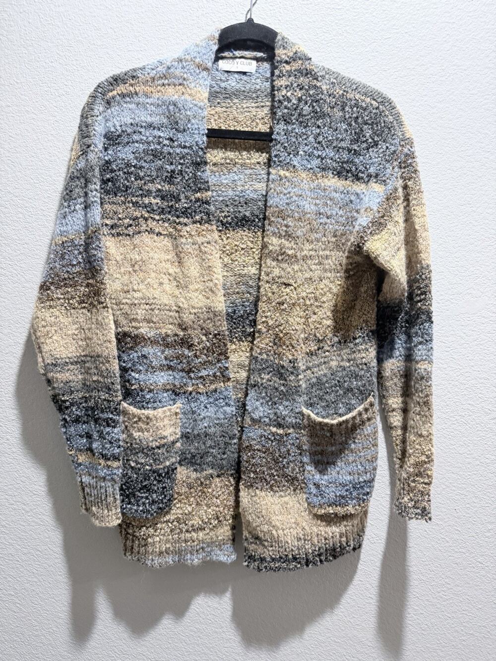 Coco Y Club Open Front Cardigan Chunky Knit Cottagecore Boho Small Sweater